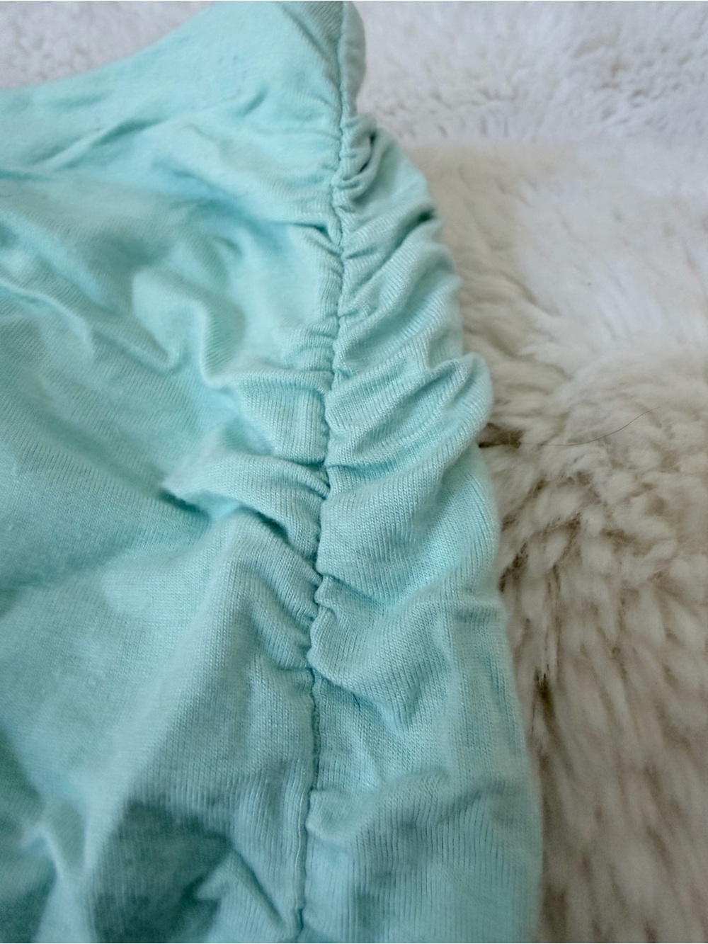 Free People Mint Seafoam Green/Ruched Draped Mini skirt- size L